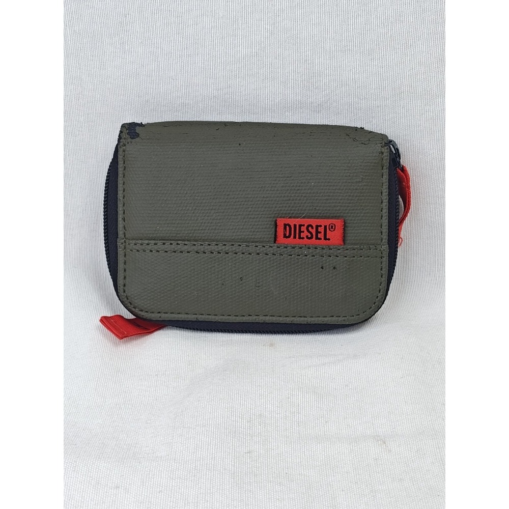 Diesel Spare Parts Men's Wallet Zip Around‎ VINTAGE Y2K Green Red
